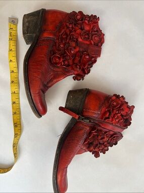 Sheridan Mia Red Floral Leather Ankle Boots